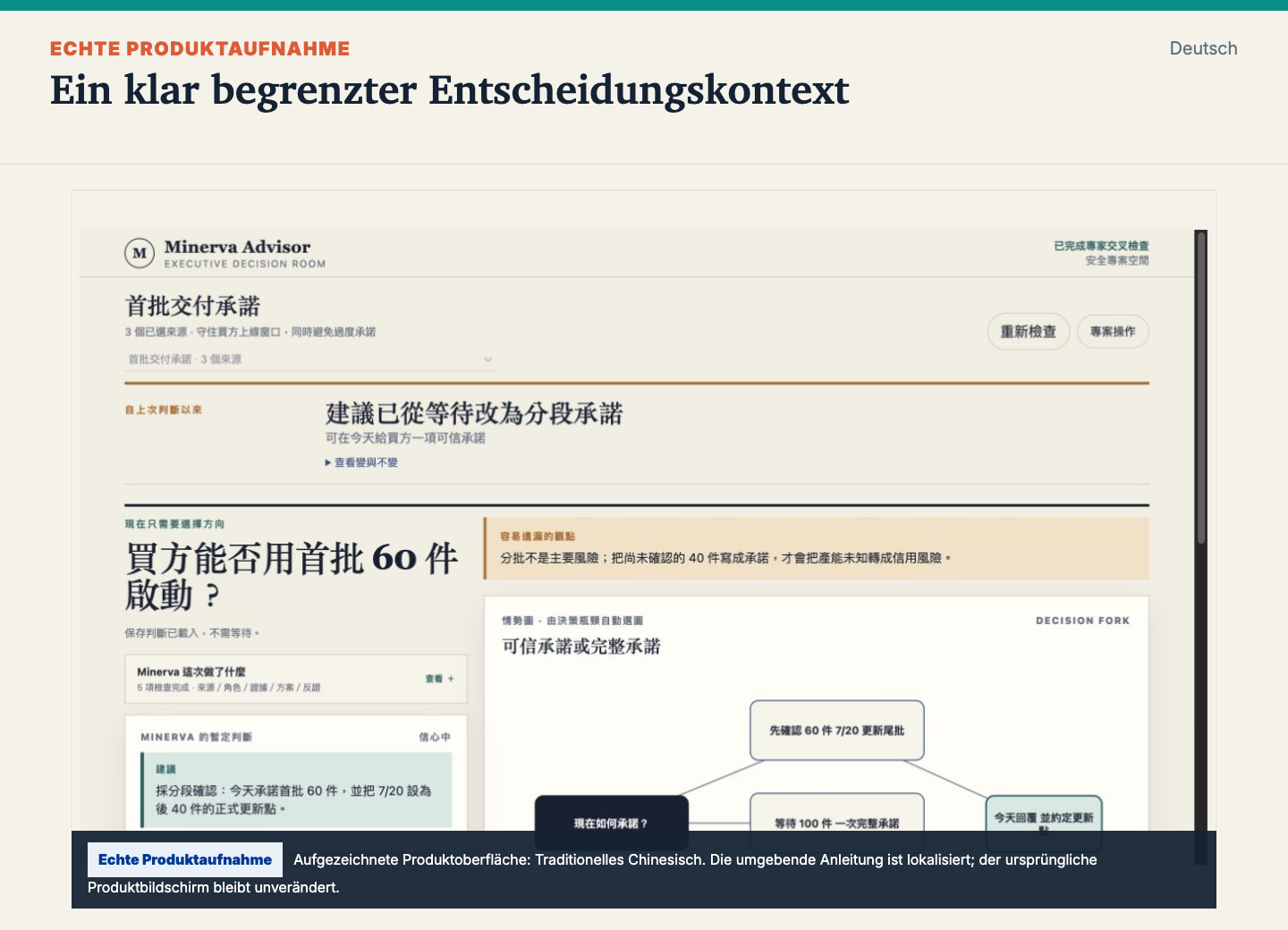 Minerva Entscheidungsübersicht aus einem synthetischen Gmail-Thread