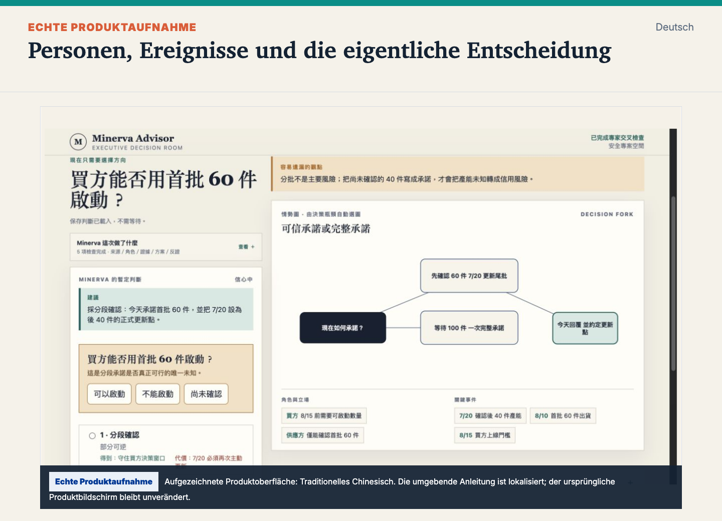 Minerva Entscheidungskontext mit Rollen und Ereignissen