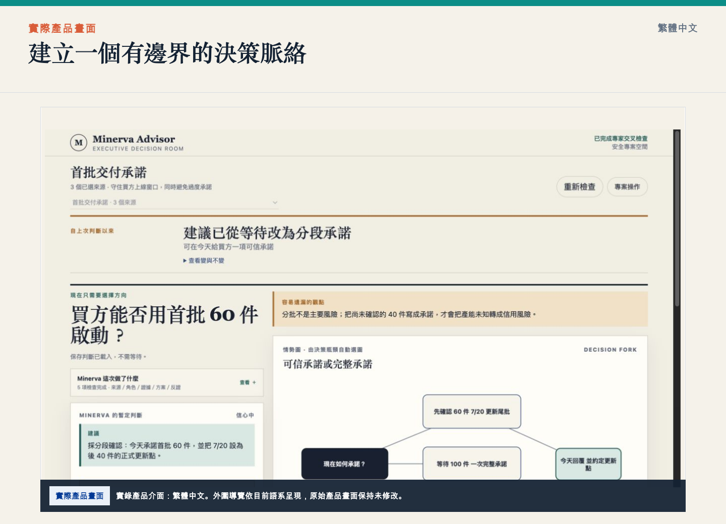 Minerva 從選定的 synthetic Gmail 信串產生決策總覽