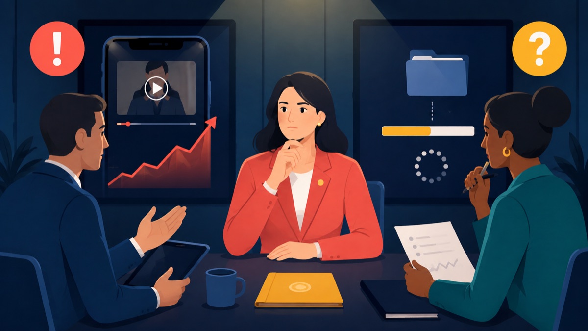Illustration of a public leader weighing evidence, stakeholder impact, and decision consequences
